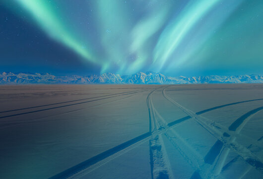 Northern lights or Aurora borealis in the sky - Tromso, Norway