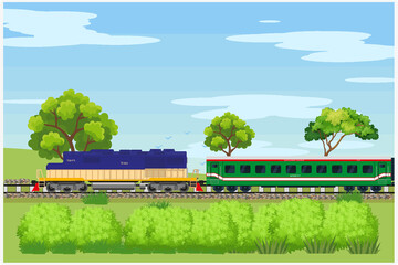 Bangladesh train vector illustration for transportation and travel commercial design. © Abu