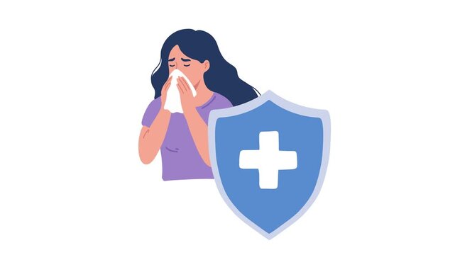 animation allergy protection immune defense concept