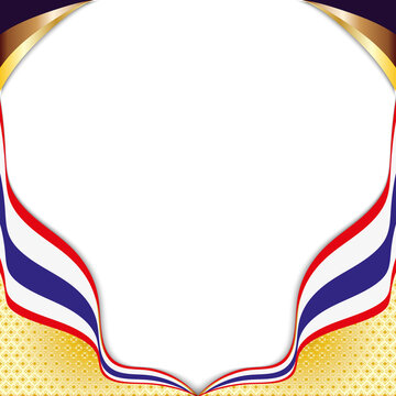 ฺBorder is adorned with luxurious gold ribbons, featuring Thai patterns and the Thai national flag.