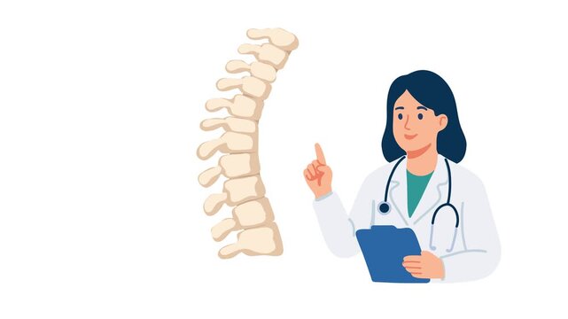 animation doctor explaining human spine anatomy