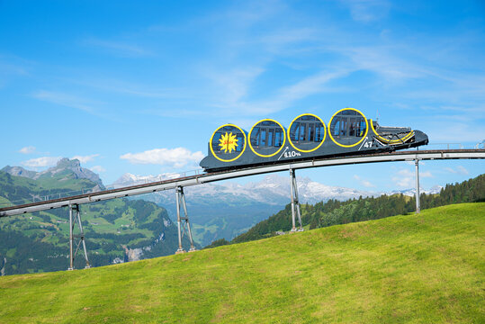 STOOS, SCHWYZ, Switzerland, Jun 13th, 2026 - Stoosbahn Schwyz, the steepest funicular railway