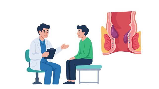 animation proctologist consultation about hemorrhoids
