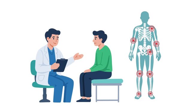 animation doctor consultation about human skeletal system