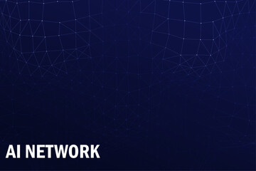 Obraz premium Abstract AI network background with glowing data points and connected lines on a deep blue gradient