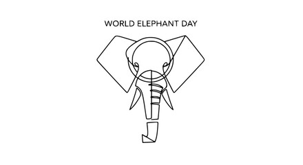 Fototapeta premium World Elephant Day minimalist line art drawing of an elephant face, clean design