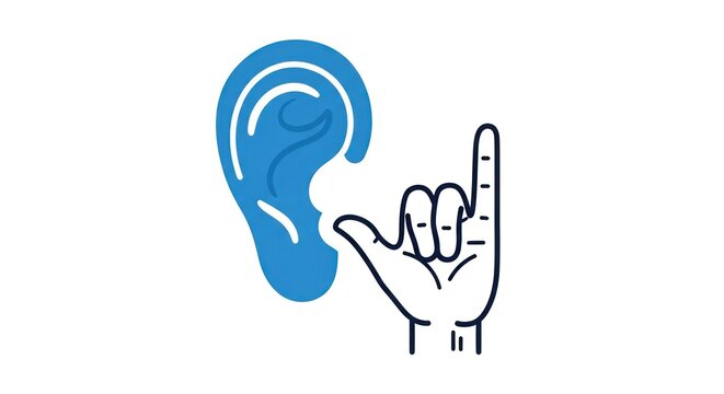 Hearing Loss and Sign Language Communication Concept Icon