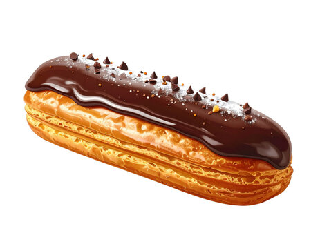 Chocolate eclair pastry with chocolate chips