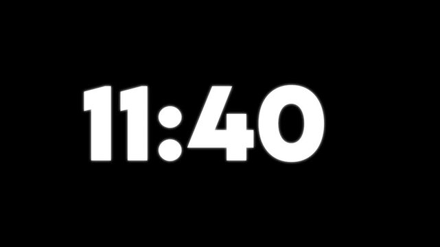 Digital clock interface showing twelve thirty seven in white text on a solid black background