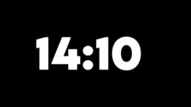 Digital clock display showing fifteen nineteen in white bold sans serif font on black background