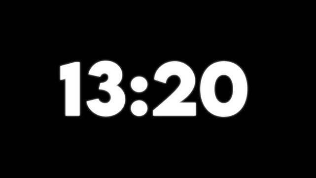 Digital clock display showing fourteen twenty five in white bold sans serif font on black background