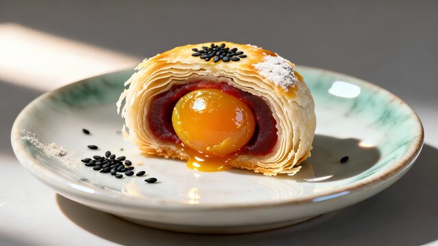 Teochew Flaky Egg Yolk Pastry Dan Huang Su Macro Food Photography