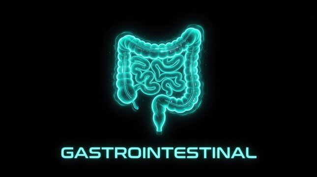 Digital Holographic Gastrointestinal System Illustration. Medical Anatomy Concept.