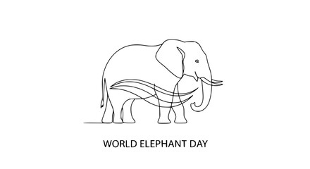 Fototapeta premium Minimalist Elephant Line Art for World Elephant Day Celebration