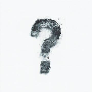 Creative dark question mark rendered with scattered dust particles, question