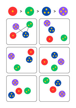 Abstract pattern of colorful circles and stars in sequence illustration  