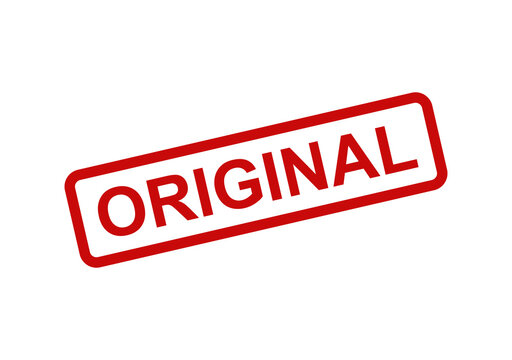 Red original stamp icon with a simple rectangular border isolated on a clean transparent background for design projects isolated on transparent background