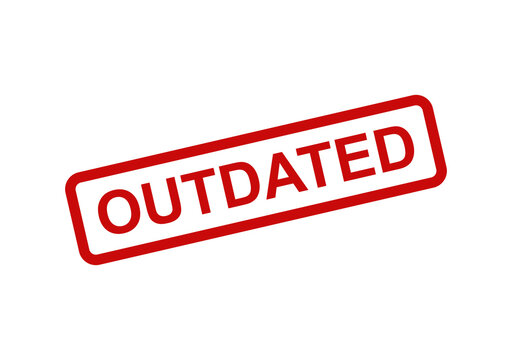 Red ink rubber stamp with the word outdated inside a rectangular frame isolated on a plain transparent background isolated on transparent background