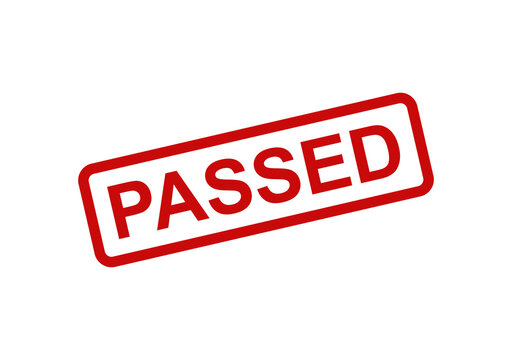 Red passed rubber stamp icon with tilted text for quality control and verification isolated on a transparent background isolated on transparent background