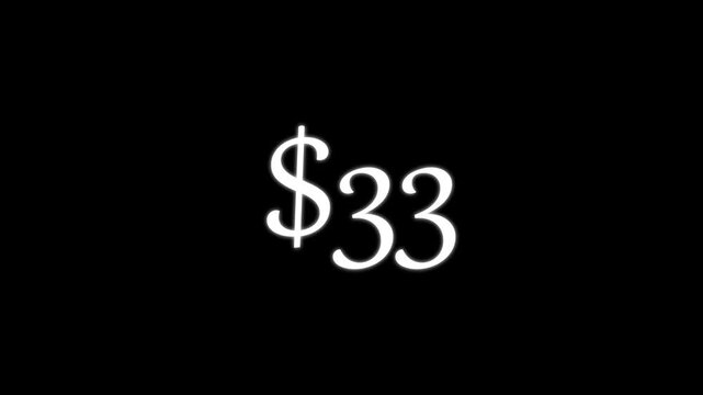 White serif dollar twenty currency symbol isolated on deep black background for commerce