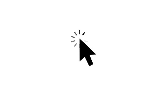 Mouse Cursor Arrow Click Icon Animation Loading Starburst Effect Loop Isolated on White Background Motion Graphic