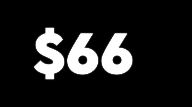 Bold white sans serif dollar thirty nine currency symbol isolated on black background