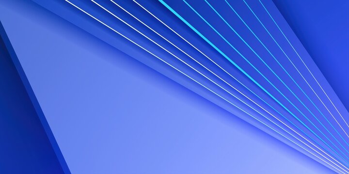 Abstract blue geometric lines with layered perspective and clean copy space for technology, corporate branding, banners, and presentations.

