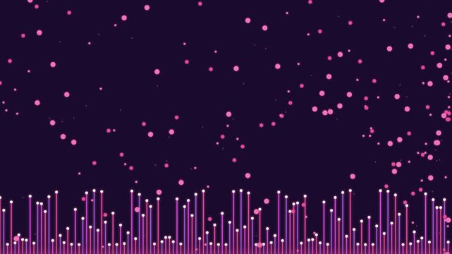 Glowing pink data visualization lines rising against a dark backdrop in this high energy digital motion graphics animation video clip