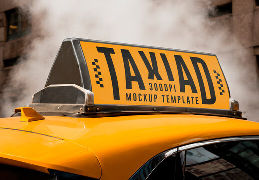 Taxi Rooftop Advertising Sign Mockup