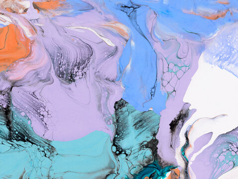 Abstract fantastic multicolor creative hand painted background, marble and brush texture