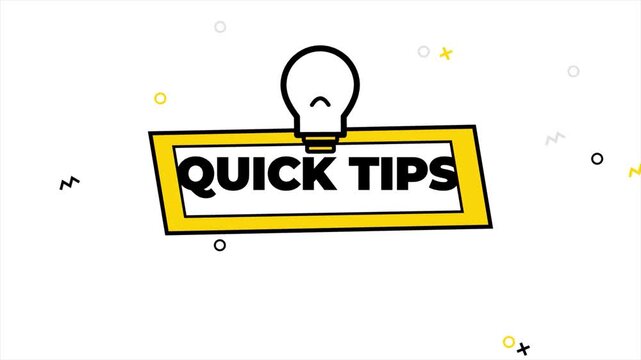 Hand-drawn Quick Tips Badge with Light Bulb. Quick Tips Animated Icon on White Background. 4k videos provide a clean, sketch-style intro for tutorials. 4k video animation seamless loop