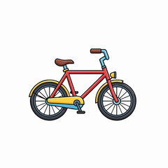 Fototapeta premium Colorful red cartoon bicycle illustration isolated on a white background.