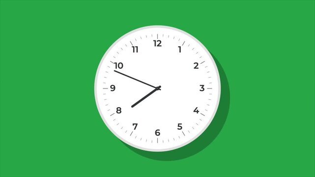Clock Timelapse Greenscreen Alpha Loop features fast movement of clock hands motion blur, analog wall clock isolated, time passing fast, 12 hours classic clock. 4k video