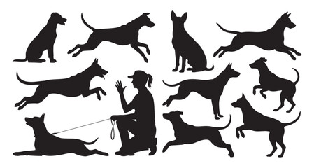 Fototapeta premium Big Dog Silhouette Vector Collection – Large Breed Canine Shapes and Animals.
