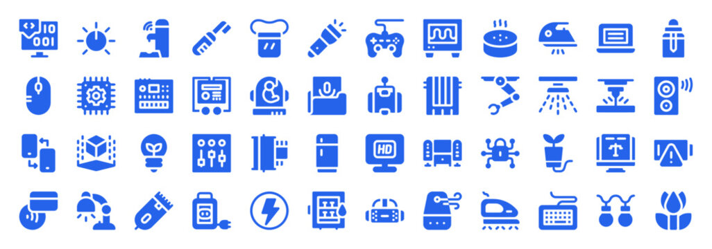 Modern Robotics and Smart Gadget Icon Collection in Blue