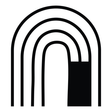 Concentric rainbow arch geometric shape brutalist graphic element for modern futuristic Y2K poster retro vector illustration