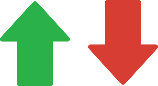 Green up and red down arrow vector