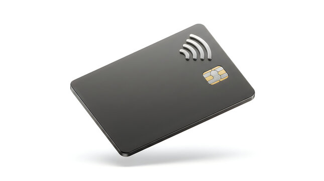 Modern black contactless payment card with chip