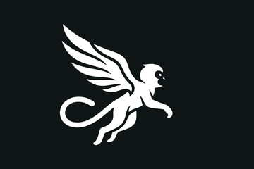 Monkey Fly Modern Icon Logo Background Illustration Creative Design Template  © art88