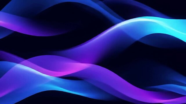 Abstract flowing blue purple light waves background loop.