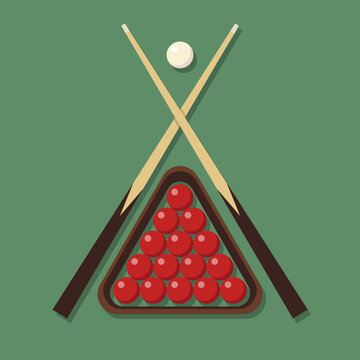Hand drawn flat snooker elements background