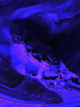 Neon blue and purple creative abstract hand painted background, brush texture, abstract ocean, acrylic