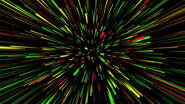 Abstract green yellow light trails warp speed hyperspace time travel cosmic speed background motion loop