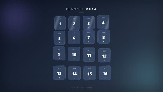Modern 2024 Planner Calendar Grid Animation