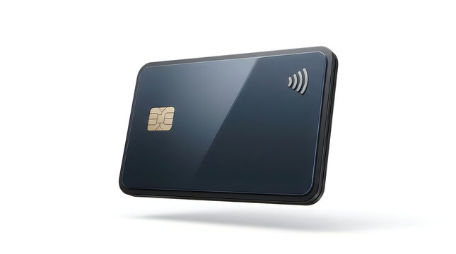 Modern black contactless credit card with chip