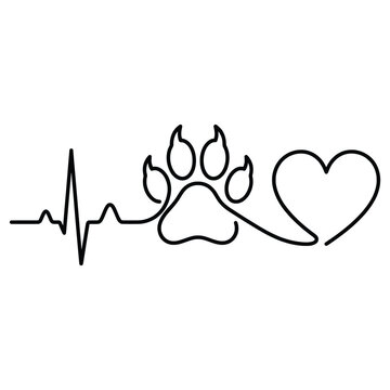 Heartbeat Line Art with Hand Gesture and Heart Vector