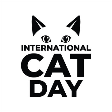 International Cat Day Modern Badge Typography Vector