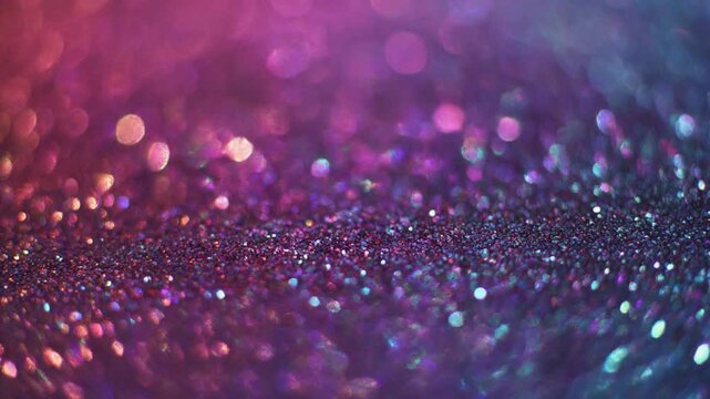 Abstract background featuring vibrant purple and pink glitter with soft out-of-focus bokeh.
