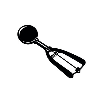 Black silhouette of an ice cream scoop utensil on a plain white background