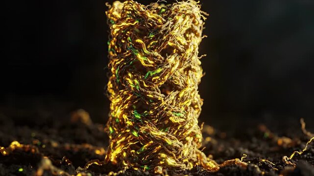 Microscopic Plant Root Systems Weaving Together into Dense Architectural Structural Pillar